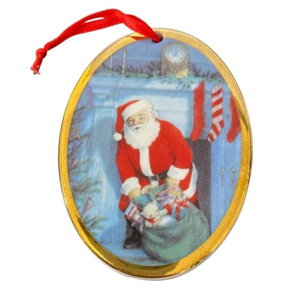 American Greetings 1993 Santa Porcelain Ceramic Tree Ornament - Picture 1 of 3